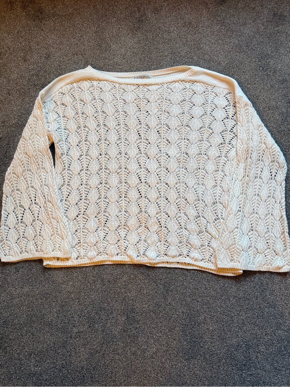 FRYE AND CO. Open Knit Lace-Pattern Sweater in Cream
